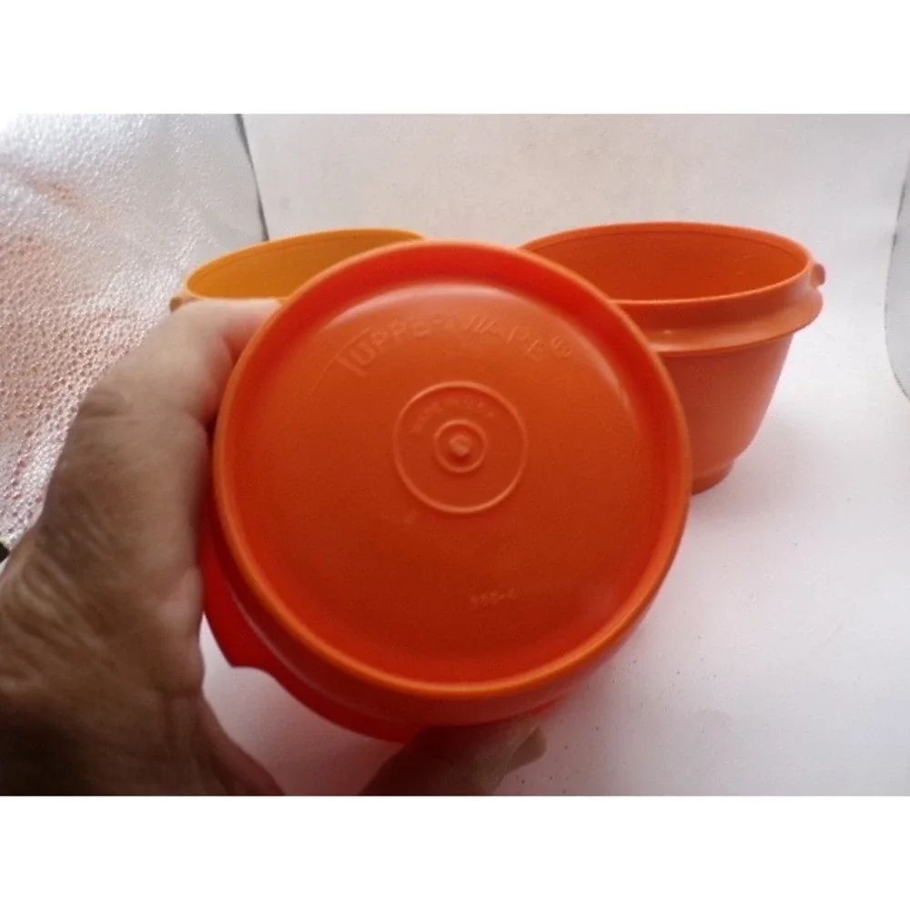 Vintage Tupperware Orange Servalier Bowls Set of 3 Model 886-4 Retro MCM Kitchen